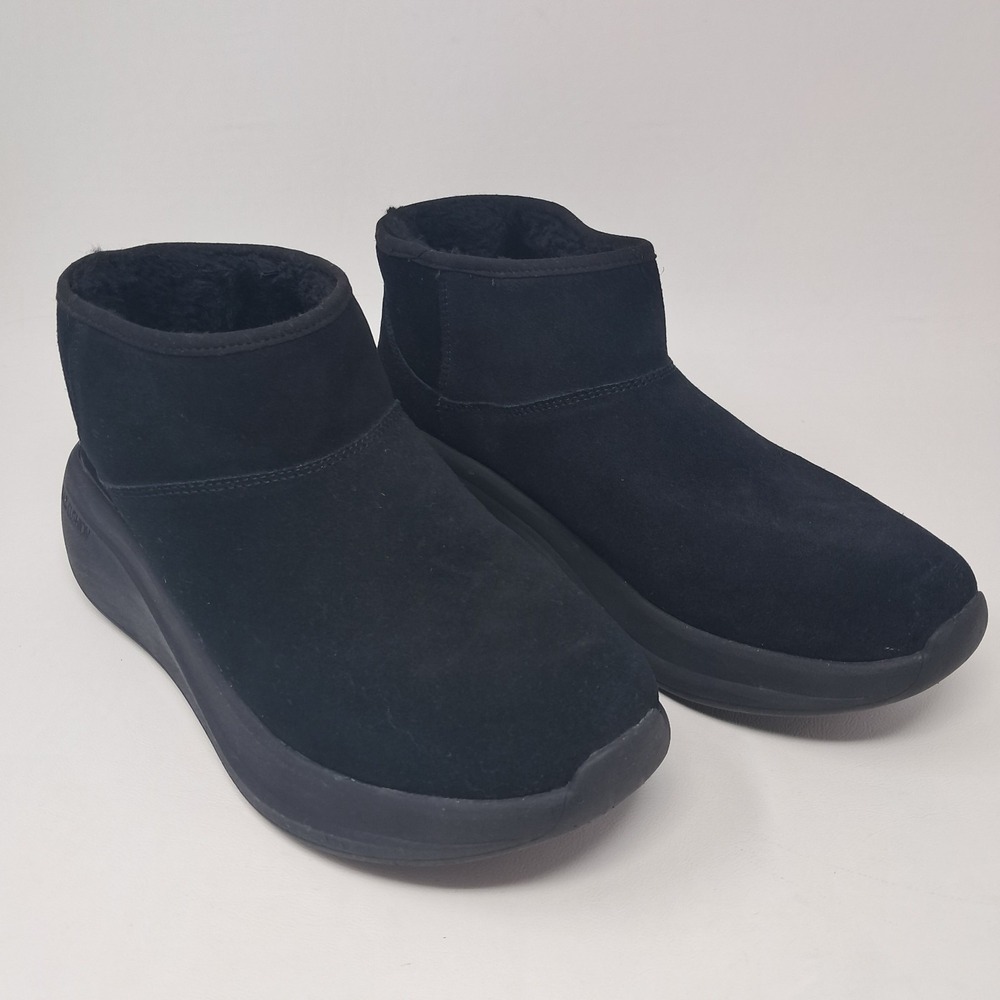 Skechers Max Cushioning Cozy Step Womens 10 Black Suede Ankle Boots 144676